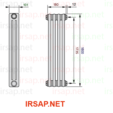 чертеж радиатора Irsap Tesi 31800-0431800-4-30-01
